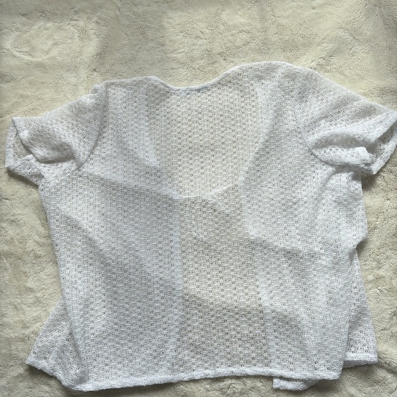 Penningtons White Open Knit Short Sleeve Cardigan | Lightweight Tie Front Lay XL - Picture 6 of 7